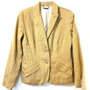 Isaac Mizrahi Medium khaki Tan Women’s Blazer fitted cotton career preppy medium